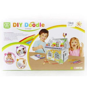 Educational toy house diy doodle color printing drawing toys EA014919