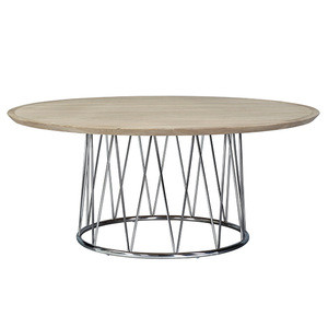 European style modern luxury home furniture stainless steel base round wooden dining room table