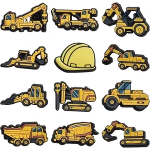 Excavator engineering car straw cover cap cartoon soft pvc tumbler straw topper decoration wholesale  for cup