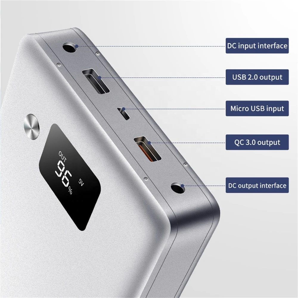 Factory 20000mah mobile charger battery Luxury Silver fast charge portable laptop power banks