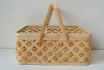 Factory customized natural handmade bamboo woven fruit picnic baskets storage with lid
