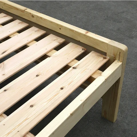 Factory customized pine wood queen bed frame solid wood