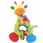 Factory direct plush animal rattles silicone teething ring soft baby teether