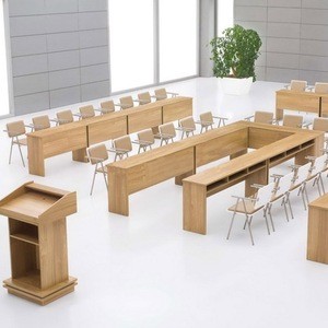 Factory direct plywood classroom furniture set student desk and chairs teacher table
