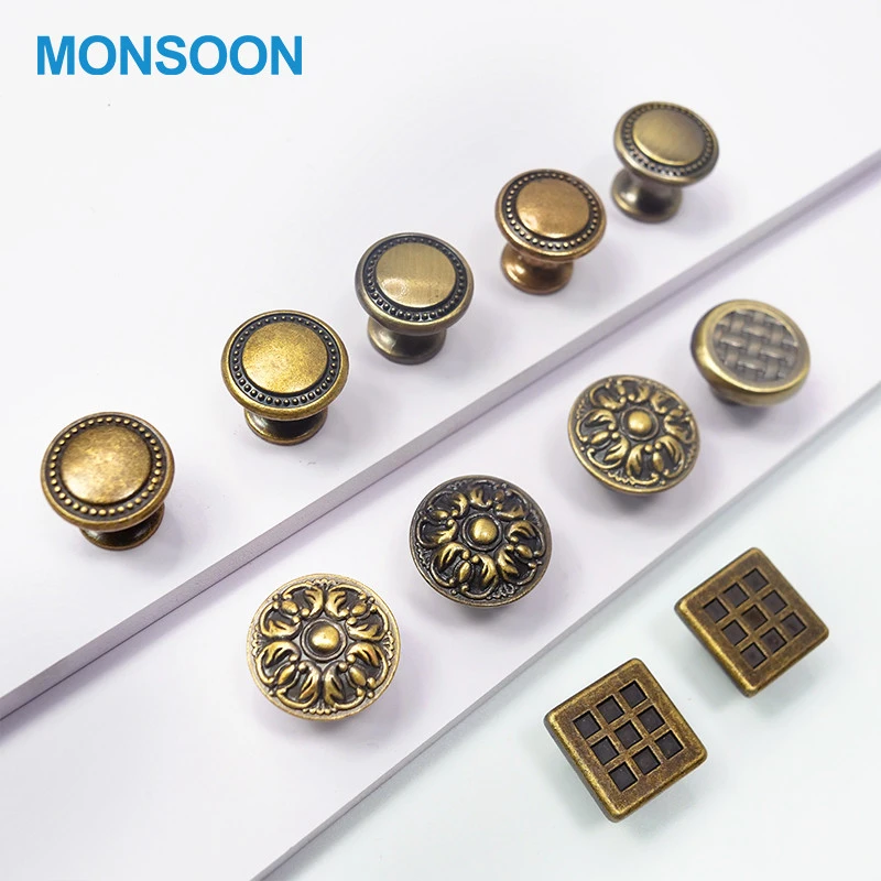 Factory Direct Sale Solid Single Hole Cupboard Furniture Handle European Brass Cabinet Drawer Knob