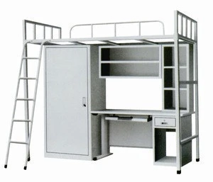 Factory Directly Metal Single Bed with Study Desk and Cabinet for School