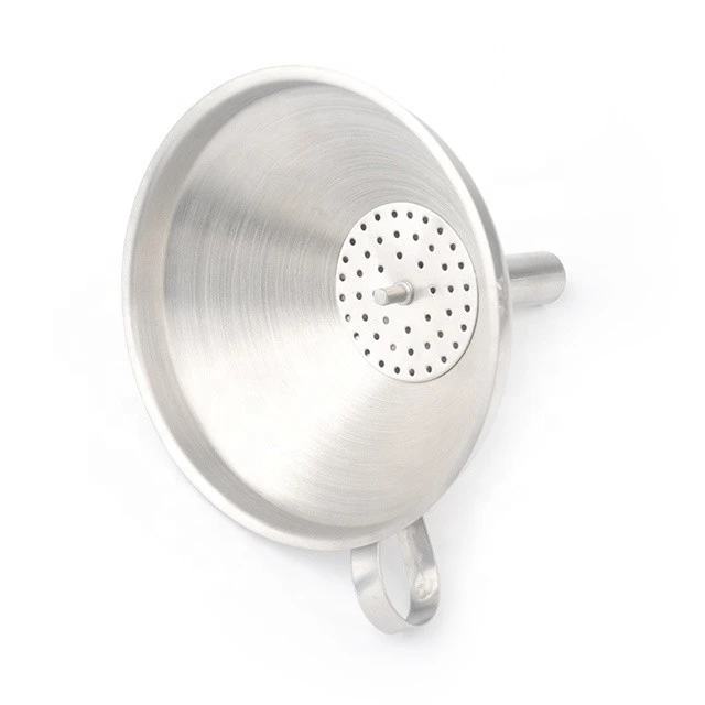 Factory metal stainless steel kitchen funnel with removable strainer