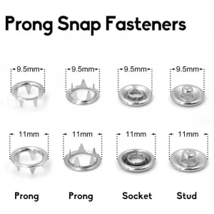 Factory Supply 9.5mm/11mm Long prong PRESS STUDS Open Ring No Sew Hollow Snaps buttons Fasteners Silver Color  metal brass