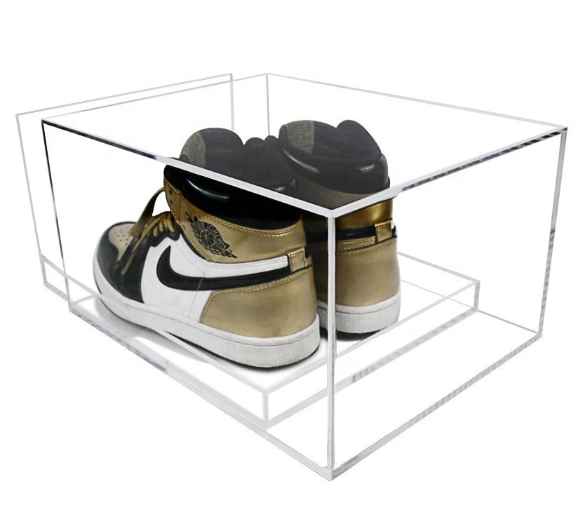 Factory wholesale high quality push-pull customized clear 3mm acrylic shoe box for Nike