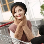 Factory wholesale winter warm soft and thick lady faux rabbit fur scarf for women