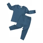 Fall Baby Clothes Solid Colour Ribbed Baby Clothing Toddler Boy Girl Top +Pant Two Pieces Sleepwear Outfit Set