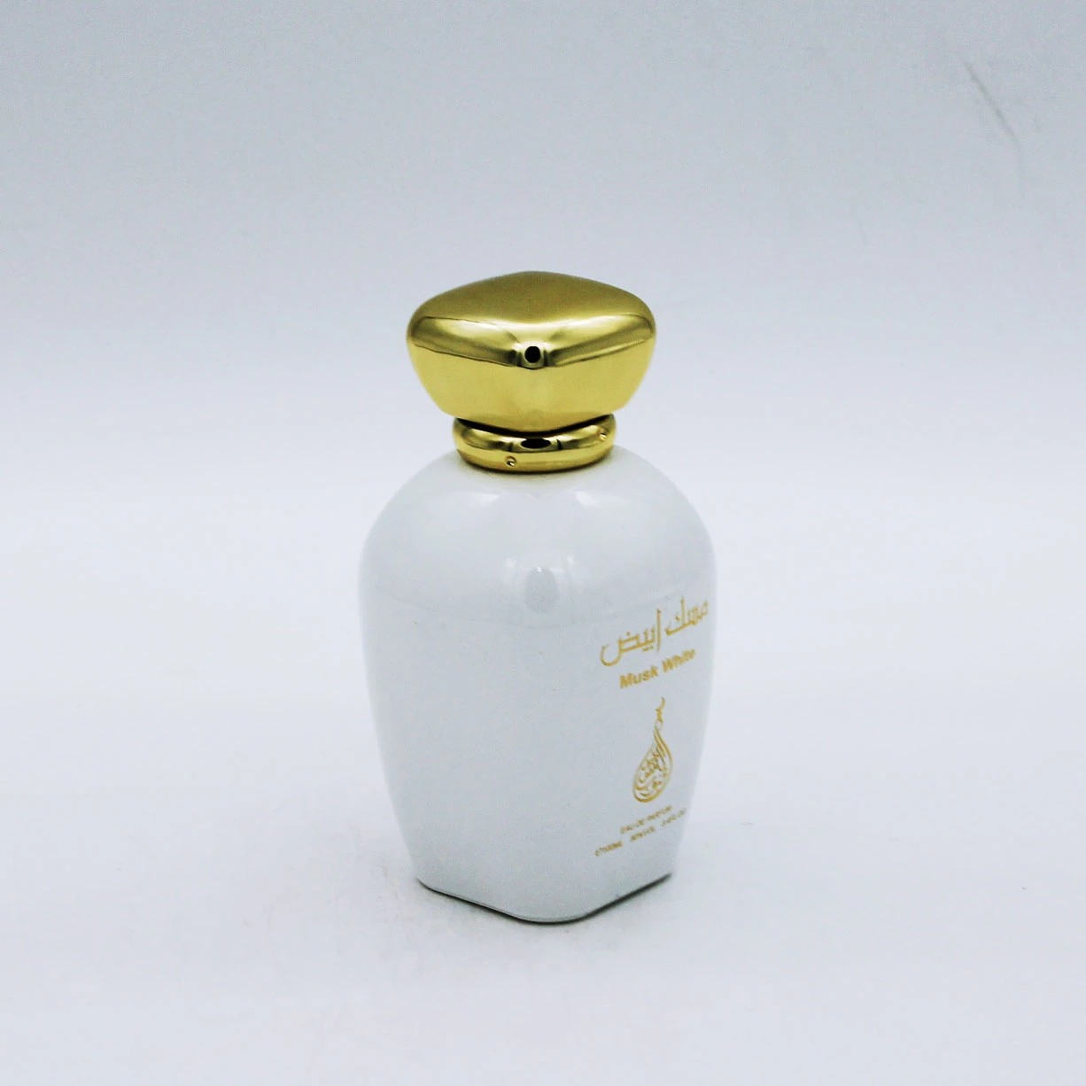 fancy high quality solid white painting custom golden logo perfume bottles