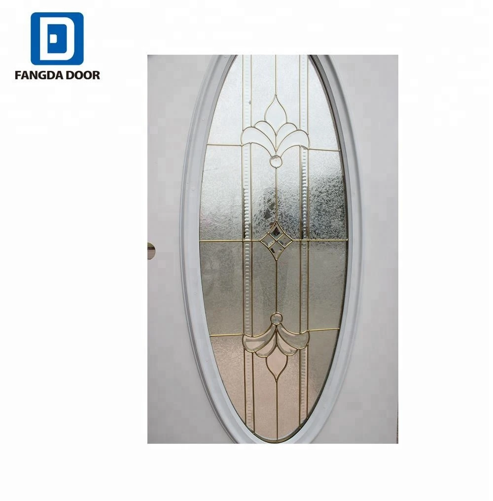 Fangda big oval glass inserts interior position metal door slab