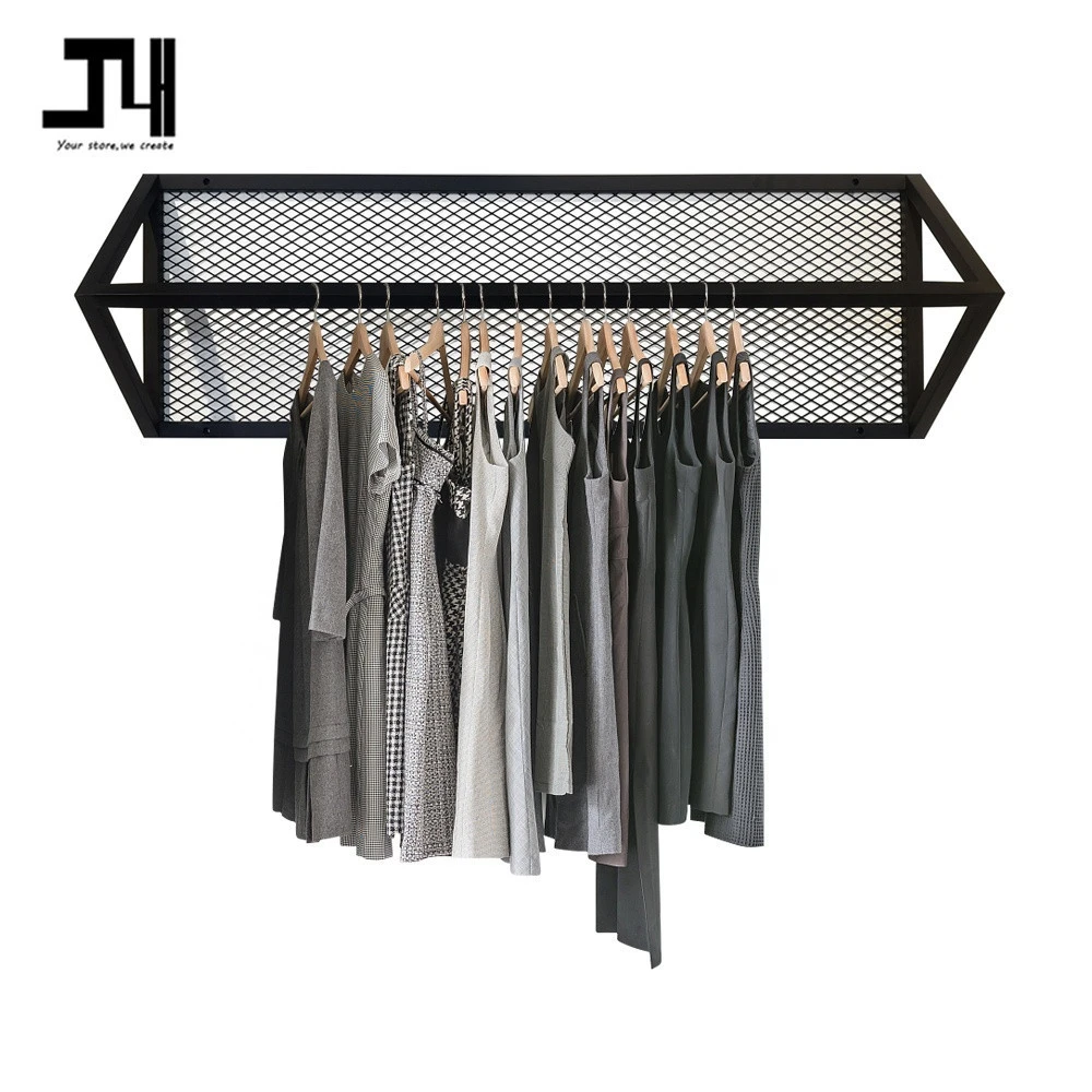 Fashion Clothing Shop Display Metal Wall Mounted Clothes Hanger Rack