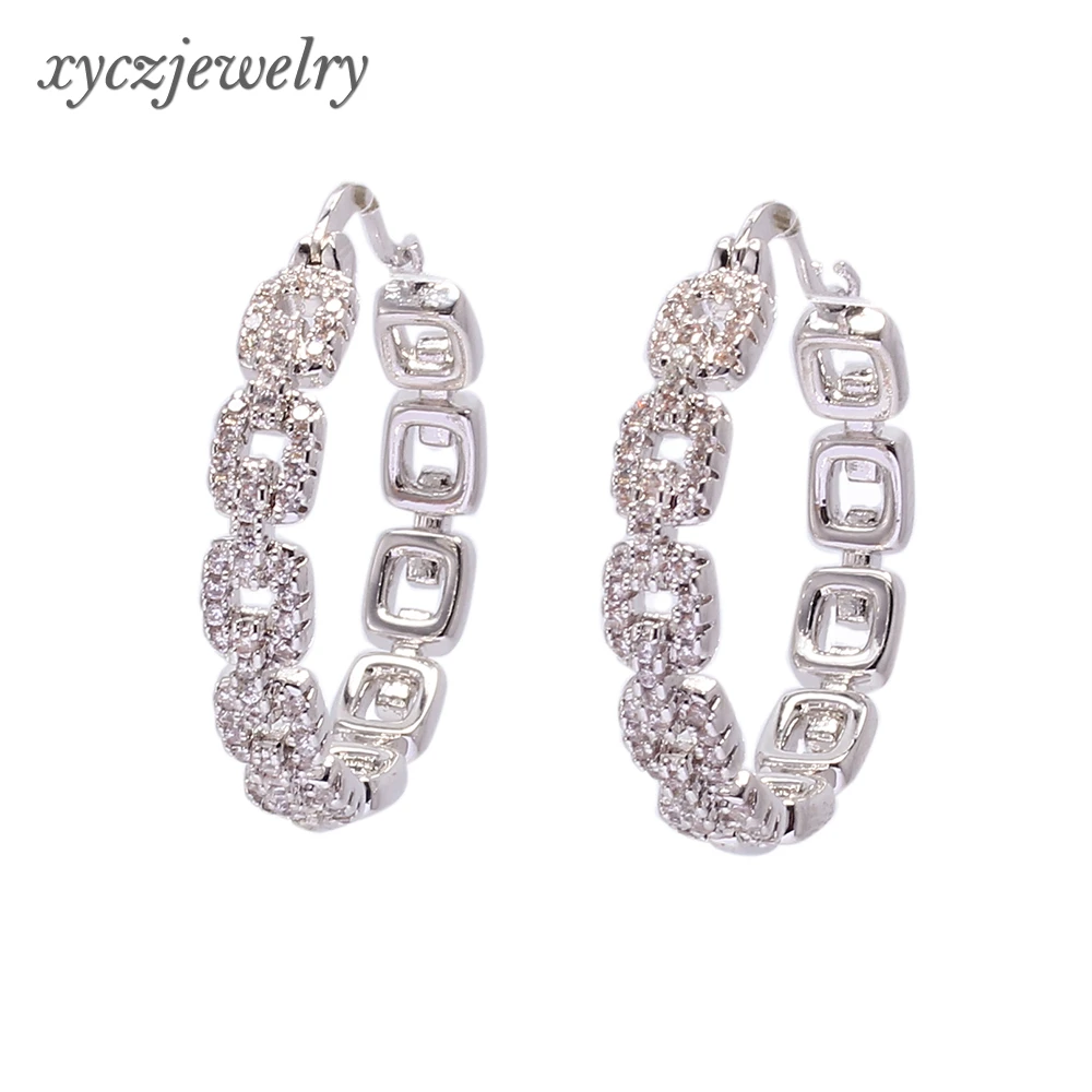 Fashion Gold Plated Brass jewelry China Supplier Zircon Hoop Earrings
