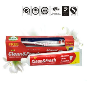 FDA Private Label OEM Organic Teeth Whitening Cavity Fighting Fluoride Toothpaste with Toothbrush