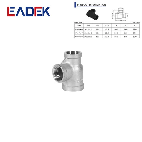 Female Thread Casting Pipe Fitting Connector Stainless Steel Reducing Tee