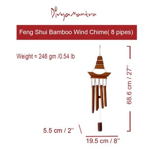 Feng Shui Wooden Wind Chime with 8 Pipe Soothing Natural Unique Good Luck Decoration Outdoor Garden Patio Balcony Yard Home