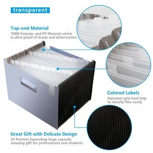 File Folder Organizer/24 Pockets Hot Pressing Forming Document Organizer with Cloth Edge Wrap and A4 Expanding file folder