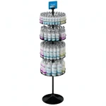Floor Display Stand with 4 Round Metal Trays (Round Base)