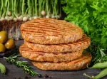 Frozen Vegan Burger Patty plant based food reach in protein , halal ISO and HACCP certified