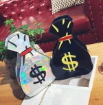 Funny Embroidery Dollars Shape Crossbody bags Laser Ladies Chain Shoulder dollar sign bag Women Handbags