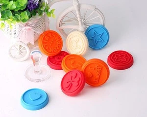 gift theme silicone cookie seal stamp with wooden handle for funny cookie tool