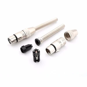 GLD2078 Long Spring End XLR 3-Pin Female Audio Inline Adapter Connector 3 Pcs