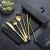 Import Golden 9PCS Travel Portable 18/8 Stainless Steel Gold wedding Cutlery Set knife Fork Spoon Baba Straws Metal Flatware set from China