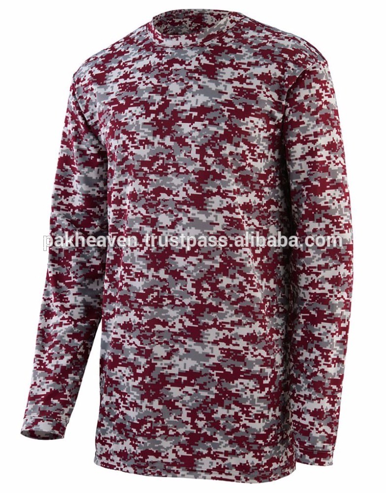 great Camouflage Long Sleeve sublimation baseball t shirt available fabric rayon polyester cotton bamboo modal