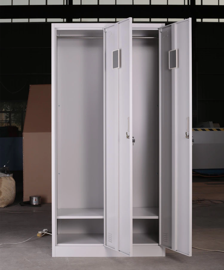 Grey Metal wardrobe 2 door storage steel locker wardrobe iron amoires closet cupboard