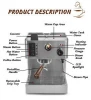 GZKITCHEN 1050W Semi-automatic Countable Espresso Coffee Maker 3.5L Stainless Steel  Semi-commercial Italian Coffee Machine