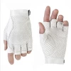 Half finger ladies leather car driving glove with snap closure at wrist