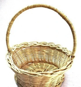 Handmade Home Decorative Natural color Wholesale Bamboo/Cane Weaved Basket With Handle