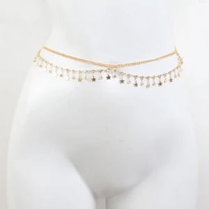 handmade star pendant waist decoration  beach bikini double layer tassel waist chain