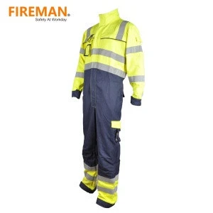 heavy weight EN standard HV yellow fireproof fire flame resistant coverall for oil and gas industry