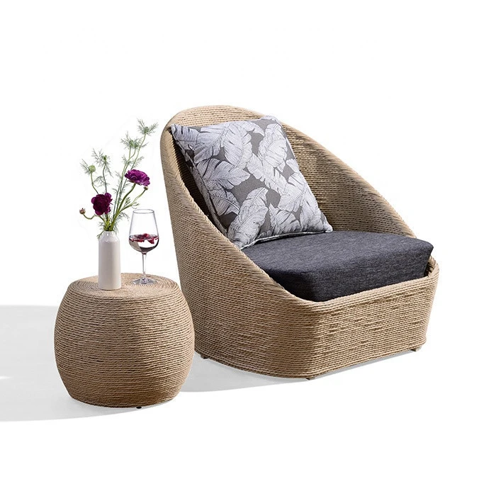 High-end custom-made Aluminum rattan wicker rope sofa set leisure hotel furniture garden furniture