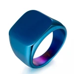 High quality custom titanium steel jewelry men black smooth 316L stainless steel ring K gold ring