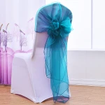 high quality organza fabric chair sash 27''*108'' free tied chair cover decoration sashes bow tie