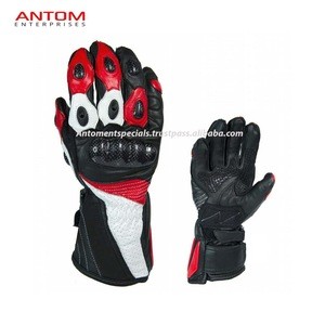 High Quality Red Leather Motor Bike Cycle Driving Gloves