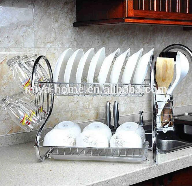 High quality Stainless Steel Dish Rack / Dish Drain Rack / Dryer Drainer Tray Plate Cup Storage