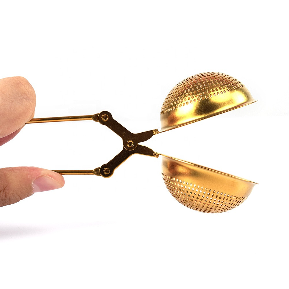 Buy High Quality Stainless Steel Gold Color Tea Filter Strainer Ball ...