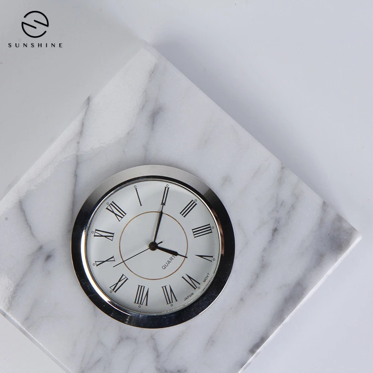 Home Decorate Square Natural Stone Table Clock Custom Clock