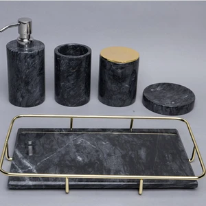 Home decoration natural marble bathroom accessory set