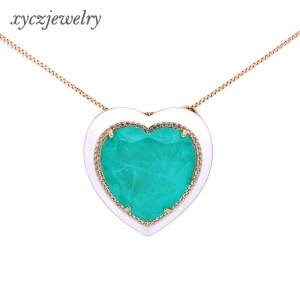 Hot new oil drip resin enamel fusion heart-shaped  pendant necklace
