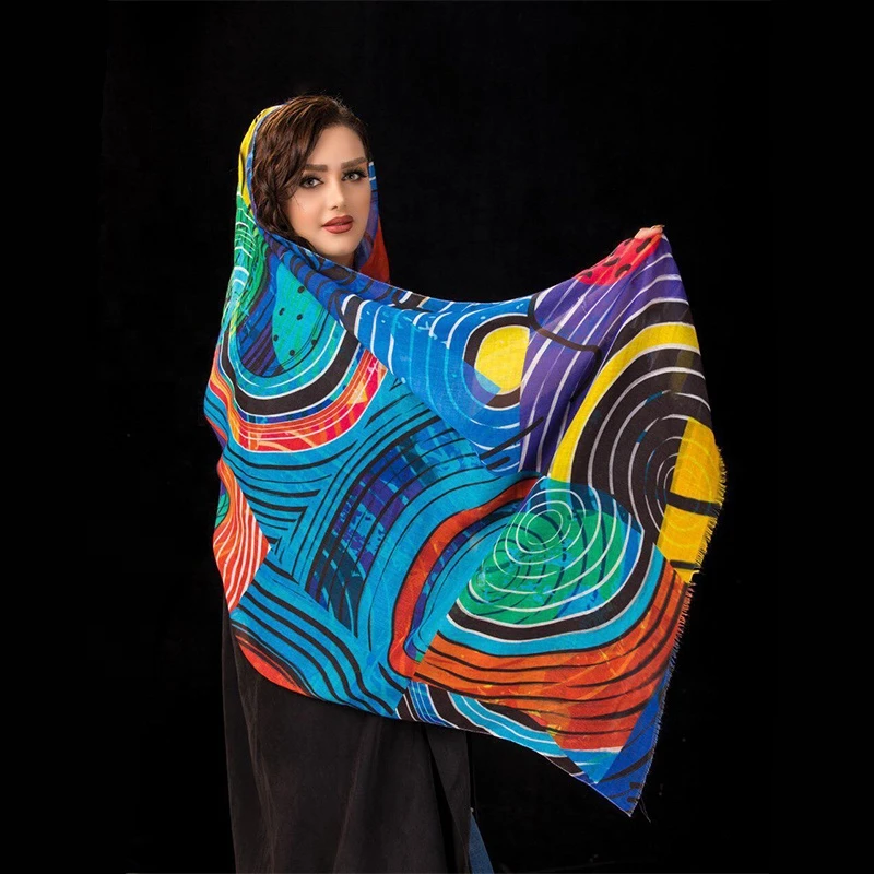 Hot sale dubai hijab digital printing crinkle muslim scarf women voile scarves in bulk