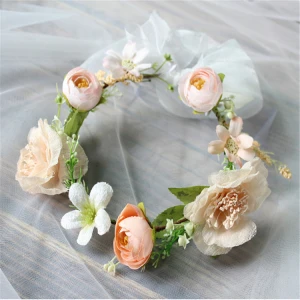 Hot sale flower Crown Headband lace bridal hairbands for girls hair accessories