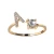 Hot sale gold plated adjustable diamond letter initial rings jewelry women