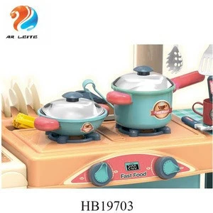 Hot sale Home role playing Kids pretend plastic kitchen set toys cooking game fast food shop kitchen toy for children