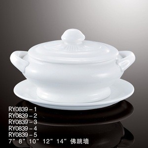 Hot sale porcelain ceramic soup tureen with saucer